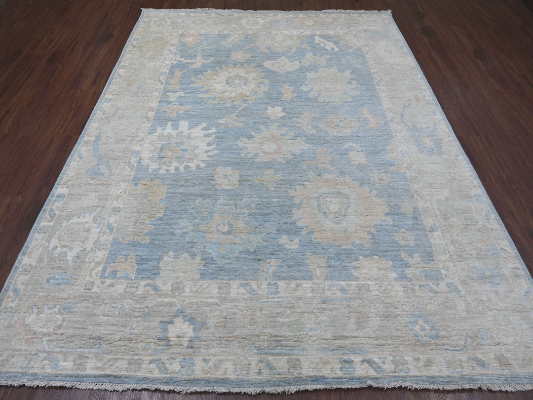 7'6" x 9'7" New Hand Knotted Grey Wool Rectangle Oriental Rug - MOA10221613