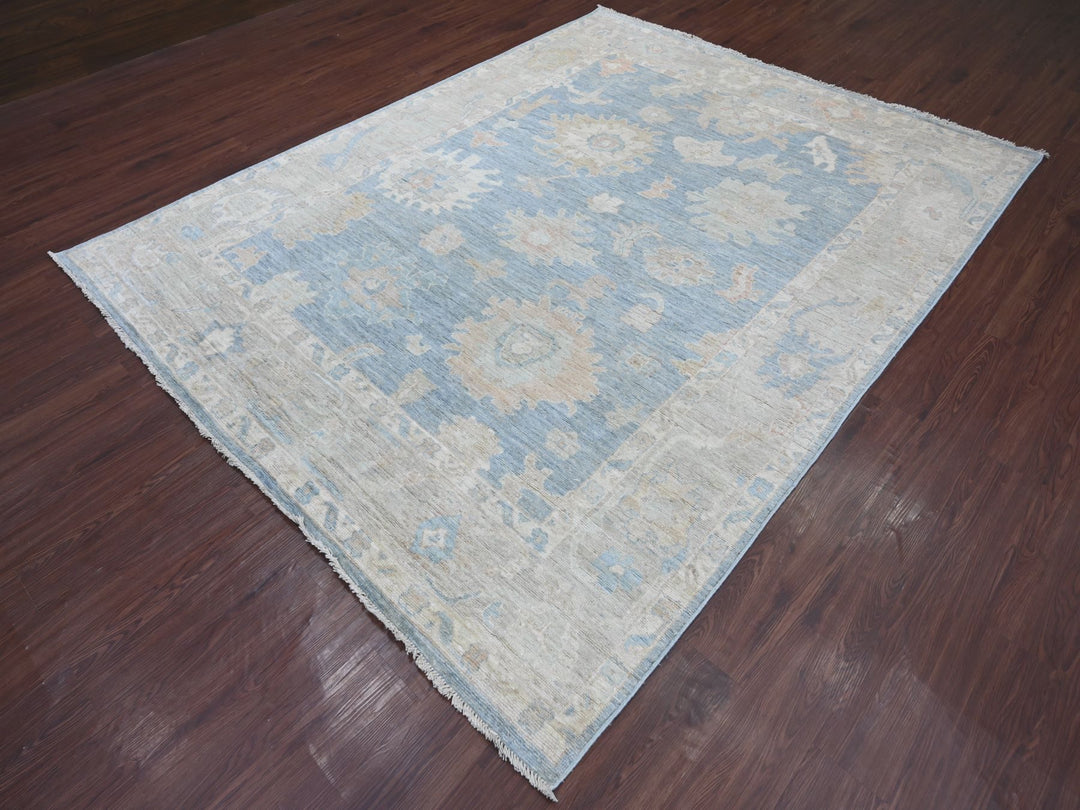 7'6" x 9'7" New Hand Knotted Grey Wool Rectangle Oriental Rug - MOA10221613