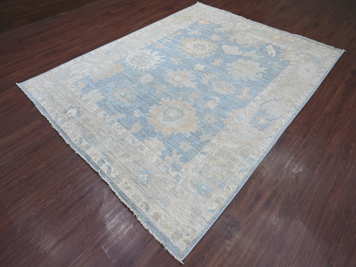 7'6" x 9'7" New Hand Knotted Grey Wool Rectangle Oriental Rug - MOA10221613