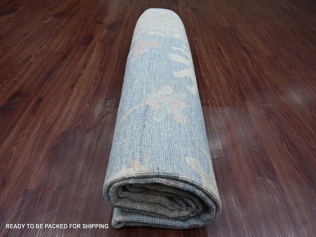 7'6" x 9'7" New Hand Knotted Grey Wool Rectangle Oriental Rug - MOA10221613