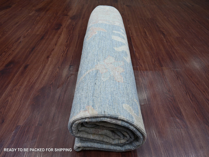 7'6" x 9'7" New Hand Knotted Grey Wool Rectangle Oriental Rug - MOA10221613