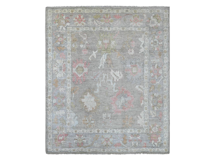 8'3" x 9'7" New Hand Knotted Grey Wool Rectangle Oriental Rug - MOA10221614