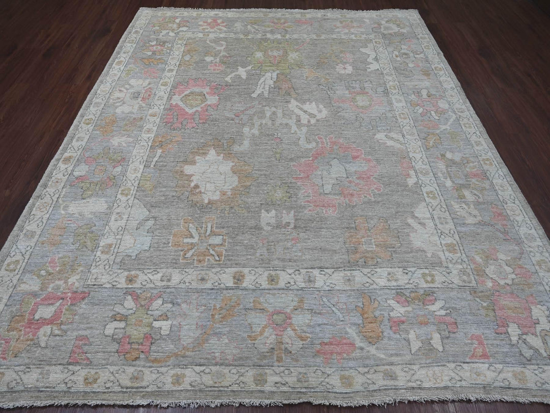 8'3" x 9'7" New Hand Knotted Grey Wool Rectangle Oriental Rug - MOA10221614