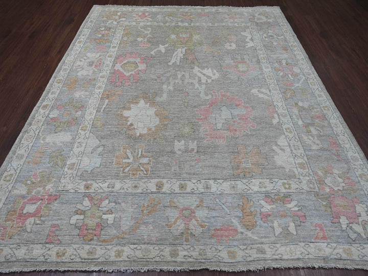8'3" x 9'7" New Hand Knotted Grey Wool Rectangle Oriental Rug - MOA10221614
