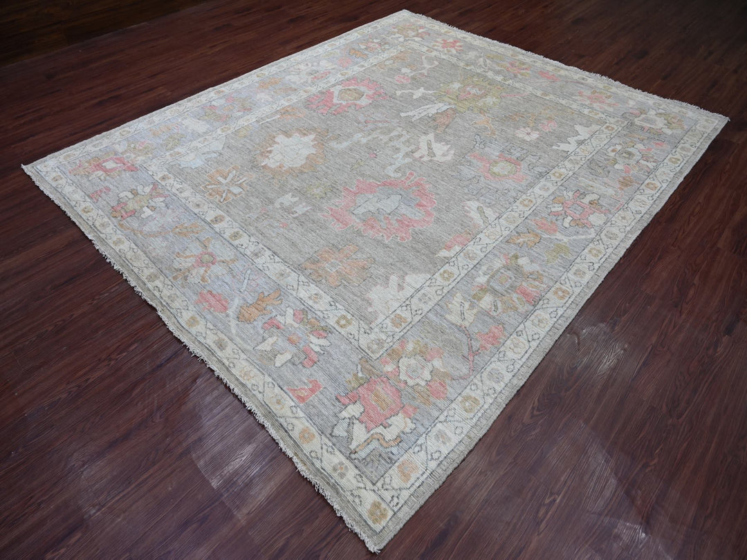 8'3" x 9'7" New Hand Knotted Grey Wool Rectangle Oriental Rug - MOA10221614