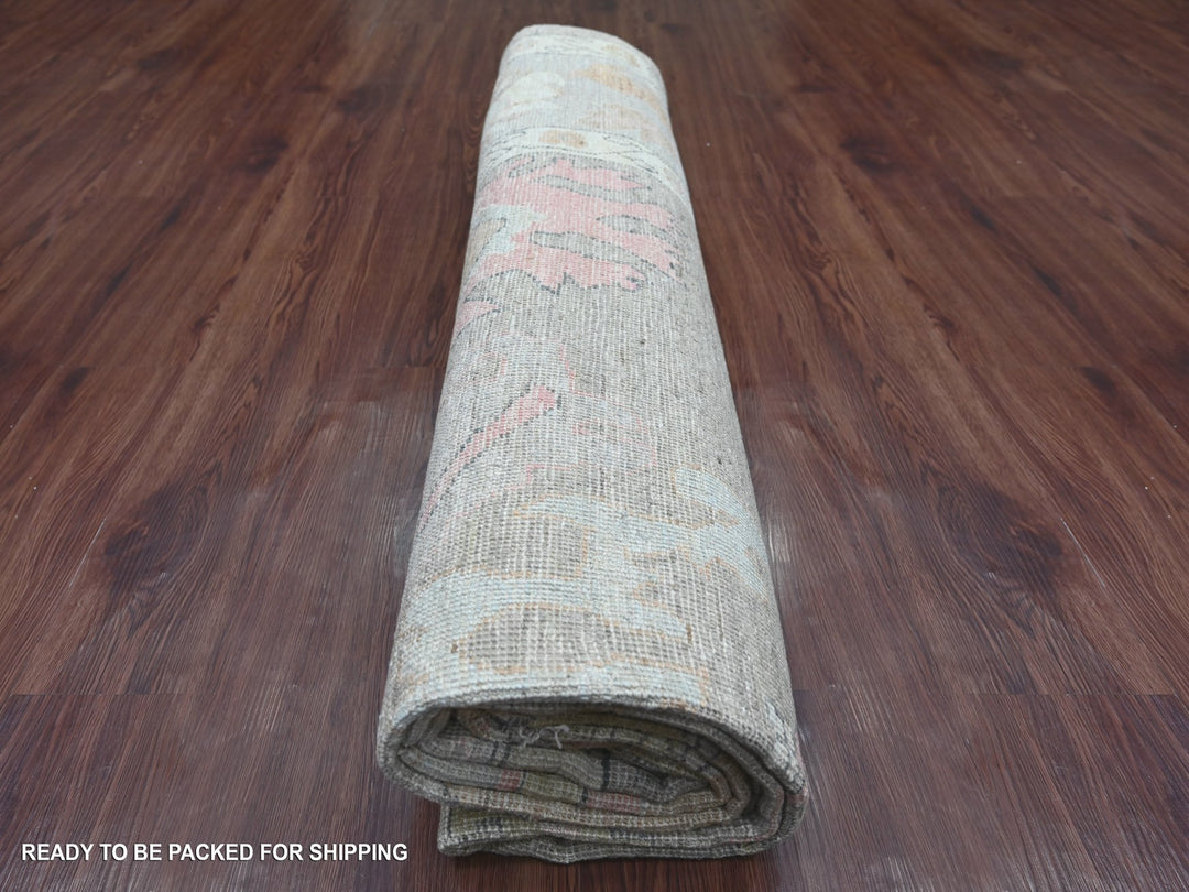8'3" x 9'7" New Hand Knotted Grey Wool Rectangle Oriental Rug - MOA10221614