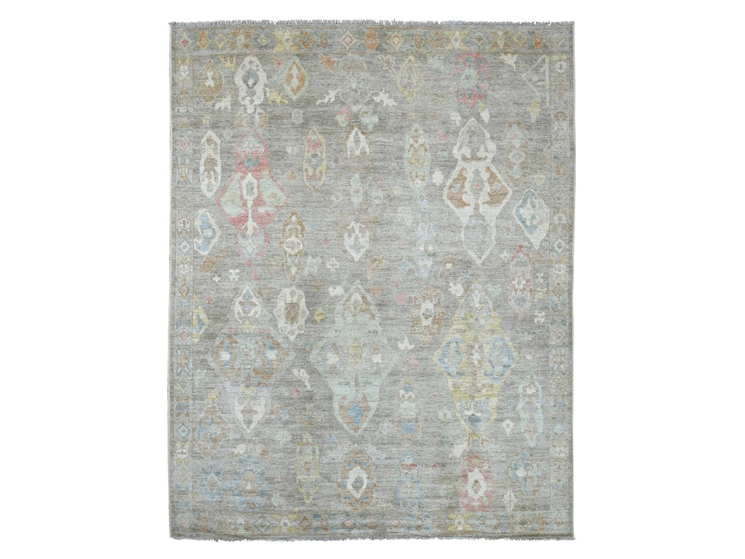 8'4" x 10'4" New Hand Knotted Grey Wool Rectangle Oriental Rug - MOA10221615