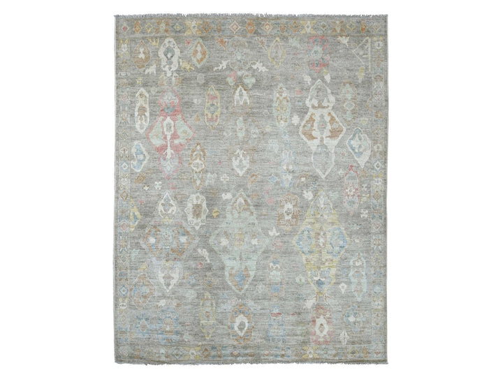8'4" x 10'4" New Hand Knotted Grey Wool Rectangle Oriental Rug - MOA10221615