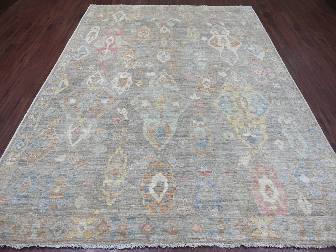 8'4" x 10'4" New Hand Knotted Grey Wool Rectangle Oriental Rug - MOA10221615