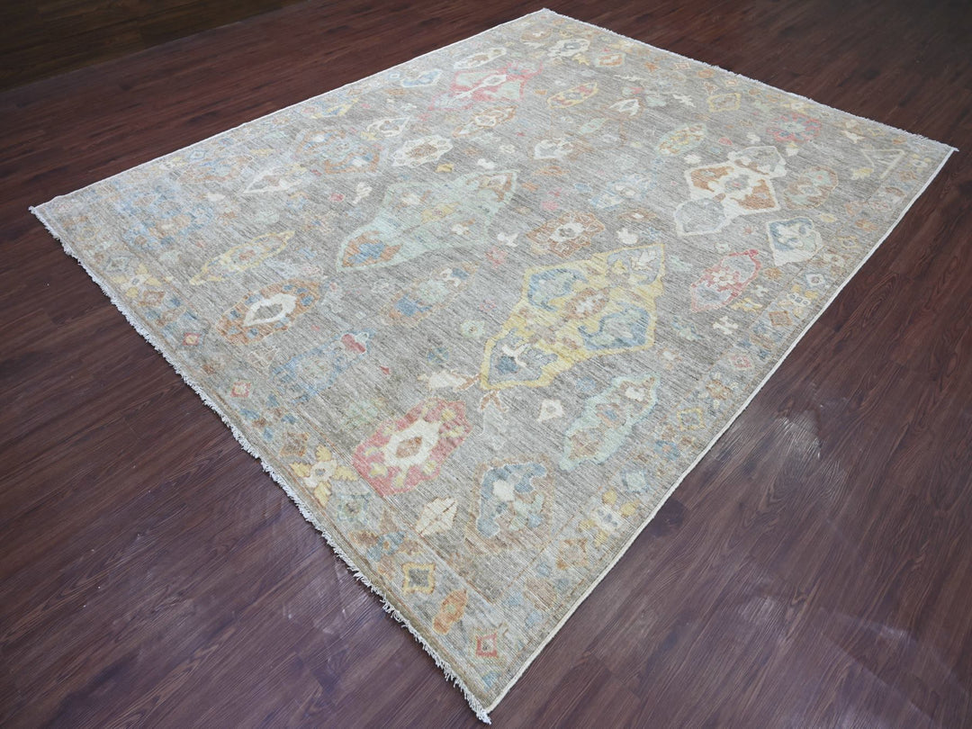 8'4" x 10'4" New Hand Knotted Grey Wool Rectangle Oriental Rug - MOA10221615