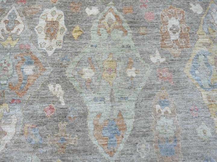 8'4" x 10'4" New Hand Knotted Grey Wool Rectangle Oriental Rug - MOA10221615