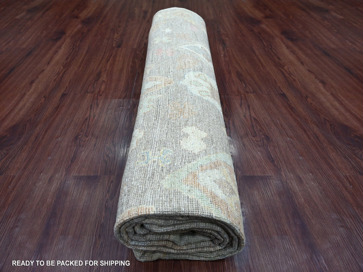 8'4" x 10'4" New Hand Knotted Grey Wool Rectangle Oriental Rug - MOA10221615