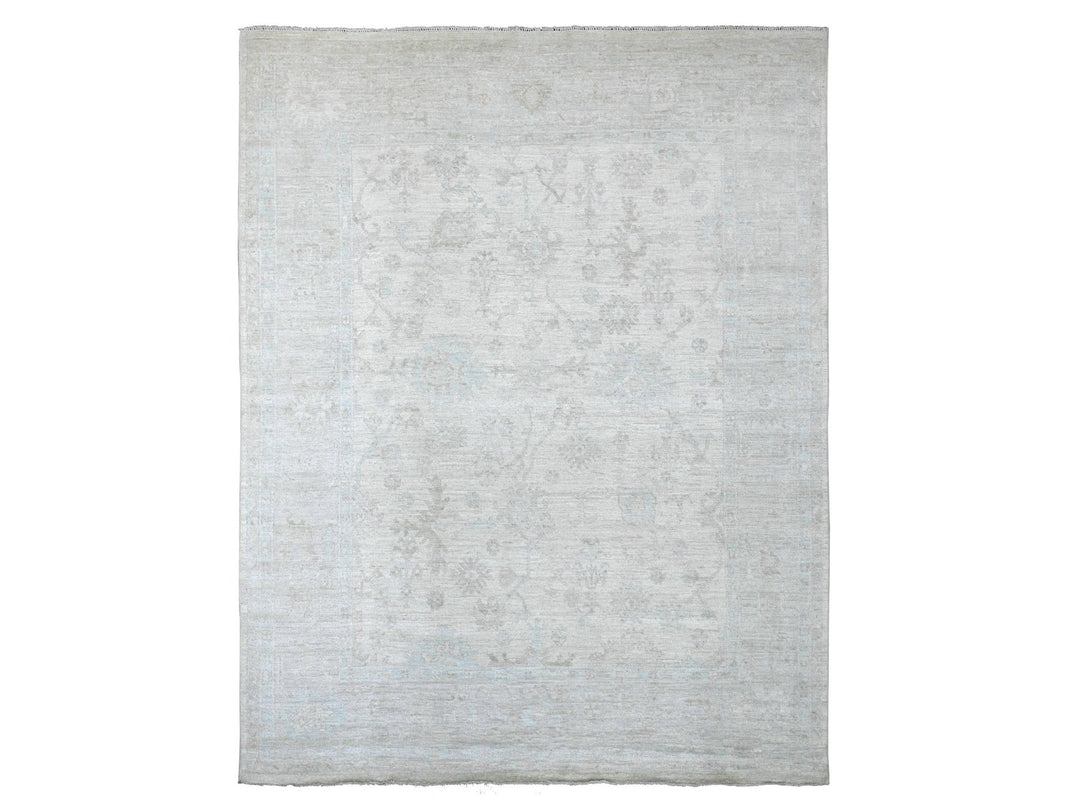 7'9" x 9'11" New Hand Knotted Ivory Wool Rectangle Oriental Rug - MOA10221616