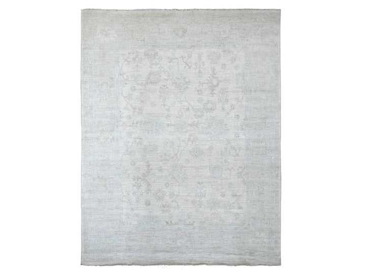 7'9" x 9'11" New Hand Knotted Ivory Wool Rectangle Oriental Rug - MOA10221616