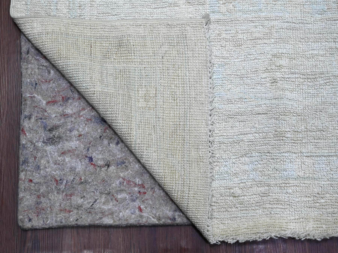 7'9" x 9'11" New Hand Knotted Ivory Wool Rectangle Oriental Rug - MOA10221616