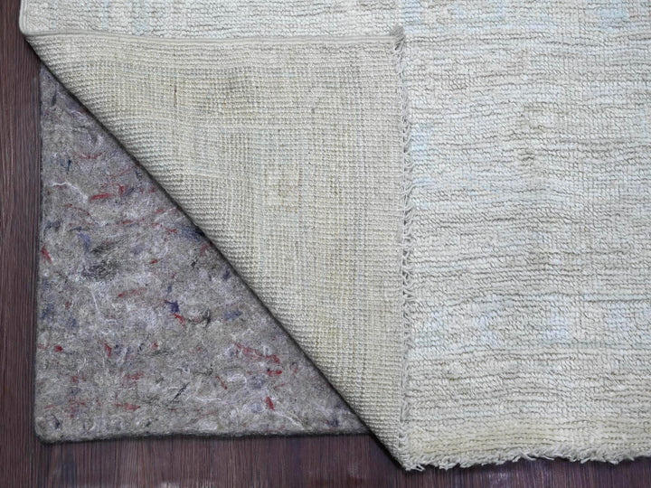 7'9" x 9'11" New Hand Knotted Ivory Wool Rectangle Oriental Rug - MOA10221616
