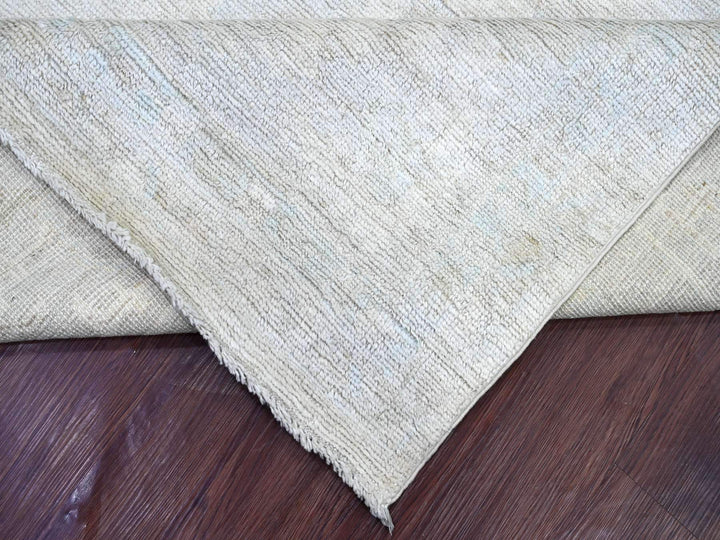 7'9" x 9'11" New Hand Knotted Ivory Wool Rectangle Oriental Rug - MOA10221616