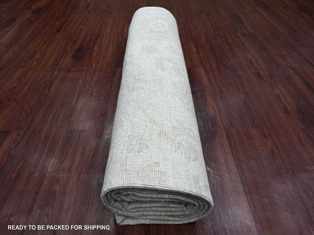7'9" x 9'11" New Hand Knotted Ivory Wool Rectangle Oriental Rug - MOA10221616