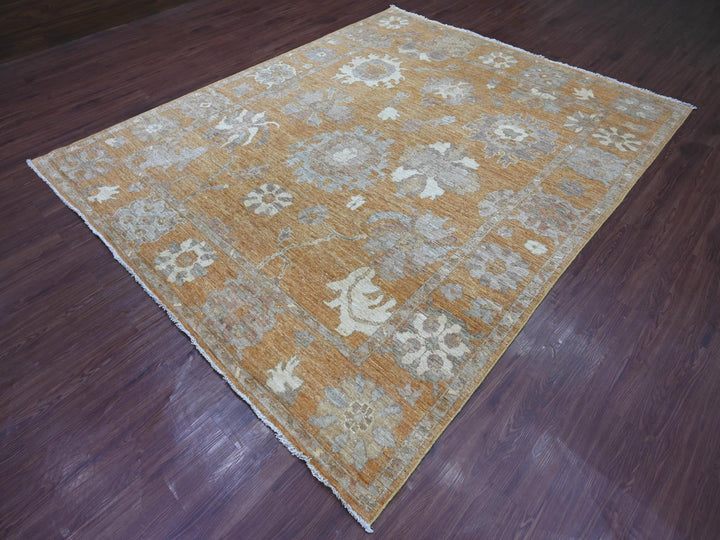 7'10" x 9'8" New Hand Knotted Brown Wool Rectangle Oriental Rug - MOA10221617