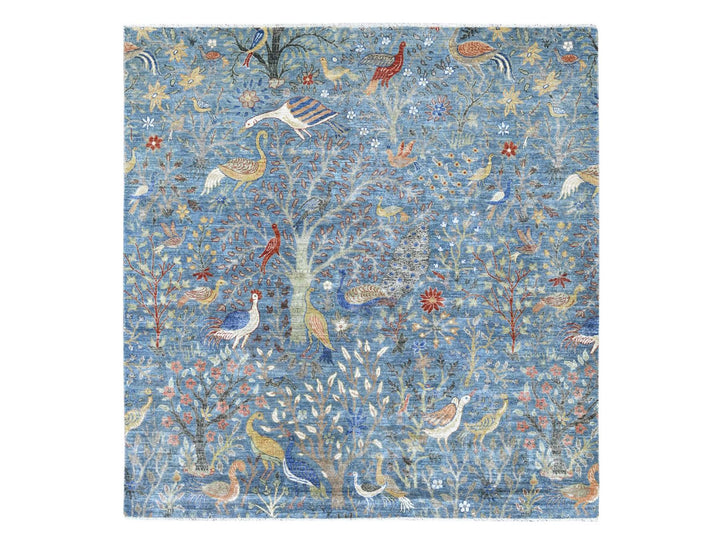 8'1" x 8'2" New Hand Knotted Blue Wool Square Oriental Rug - MOA10221619