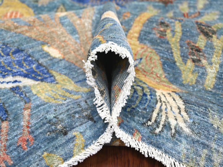 8'1" x 8'2" New Hand Knotted Blue Wool Square Oriental Rug - MOA10221619