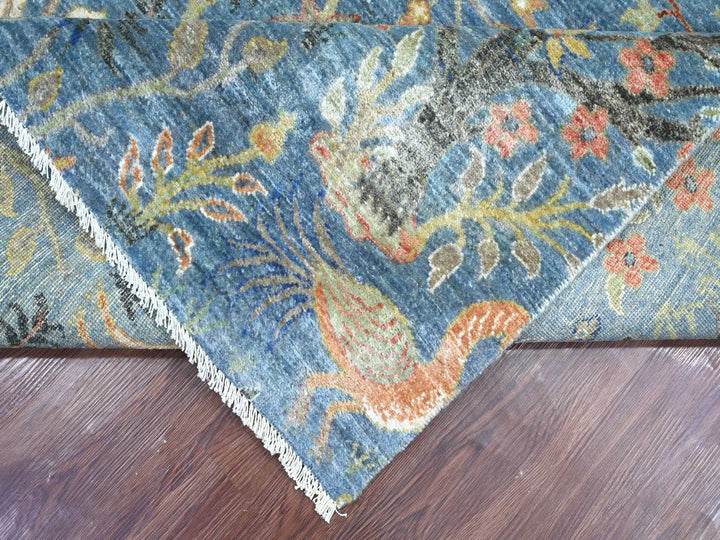8'1" x 8'2" New Hand Knotted Blue Wool Square Oriental Rug - MOA10221619