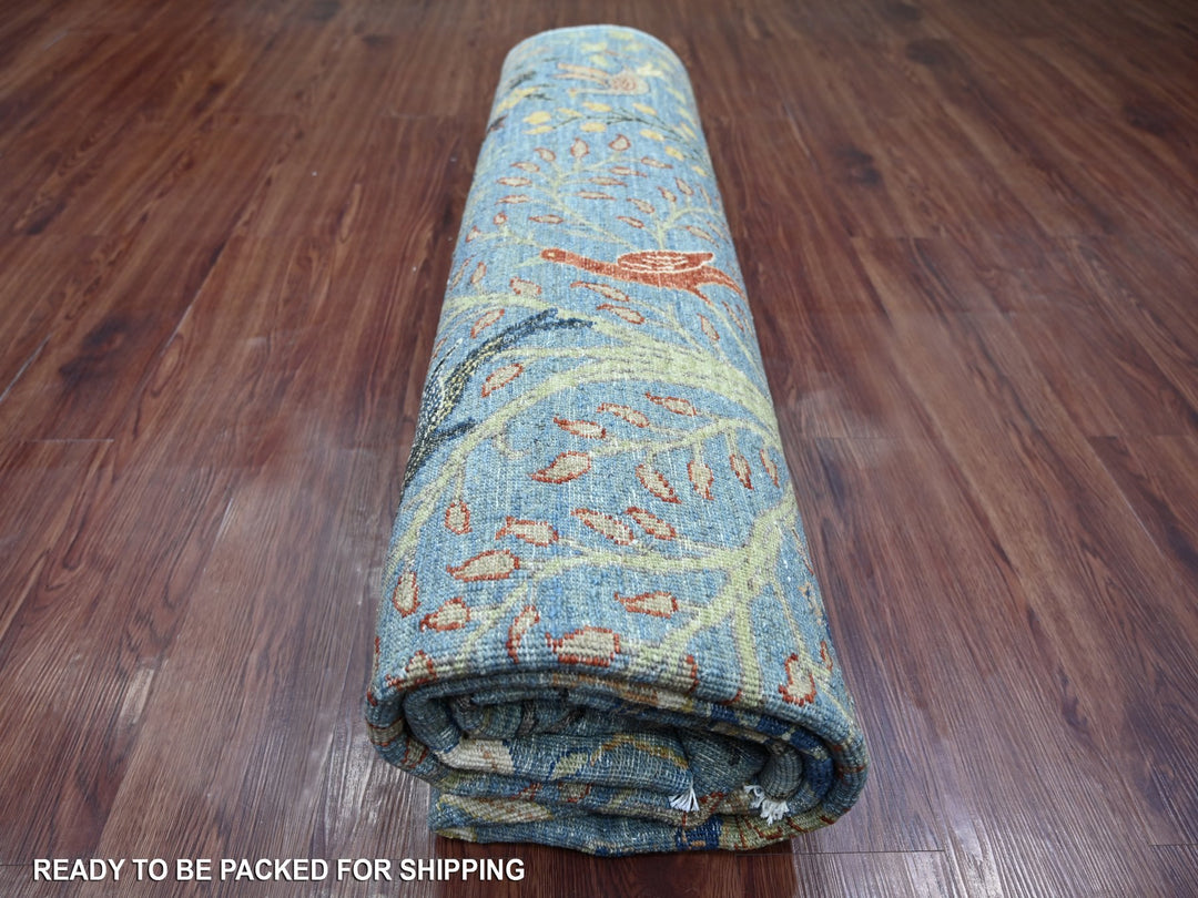 8'1" x 8'2" New Hand Knotted Blue Wool Square Oriental Rug - MOA10221619