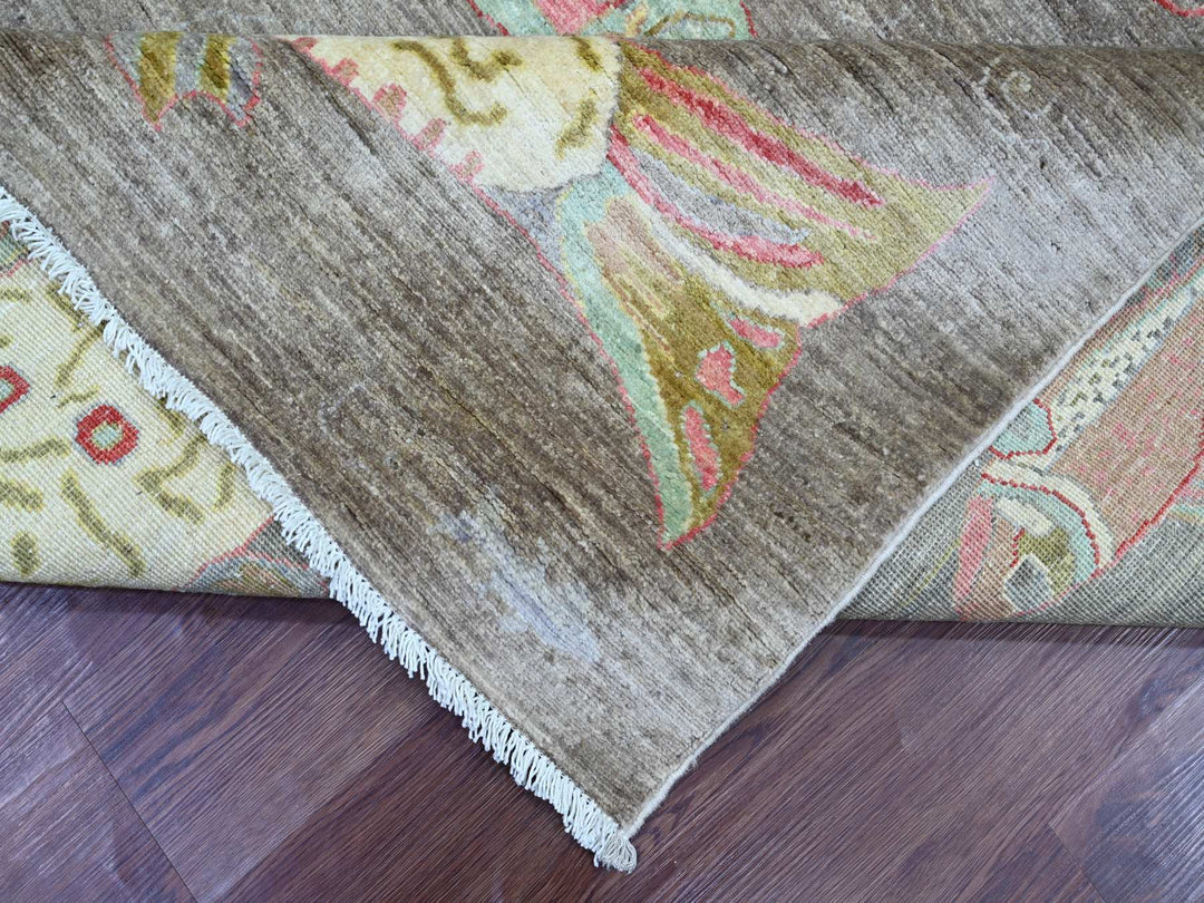 7'9" x 9'7" New Hand Knotted Grey Wool Rectangle Oriental Rug - MOA10221621
