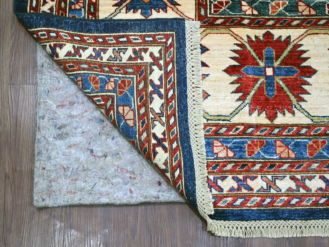 8'1" x 10'2" New Hand Knotted Blue Wool Rectangle Oriental Rug - MOA10221622