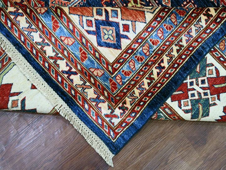 8'1" x 10'2" New Hand Knotted Blue Wool Rectangle Oriental Rug - MOA10221622