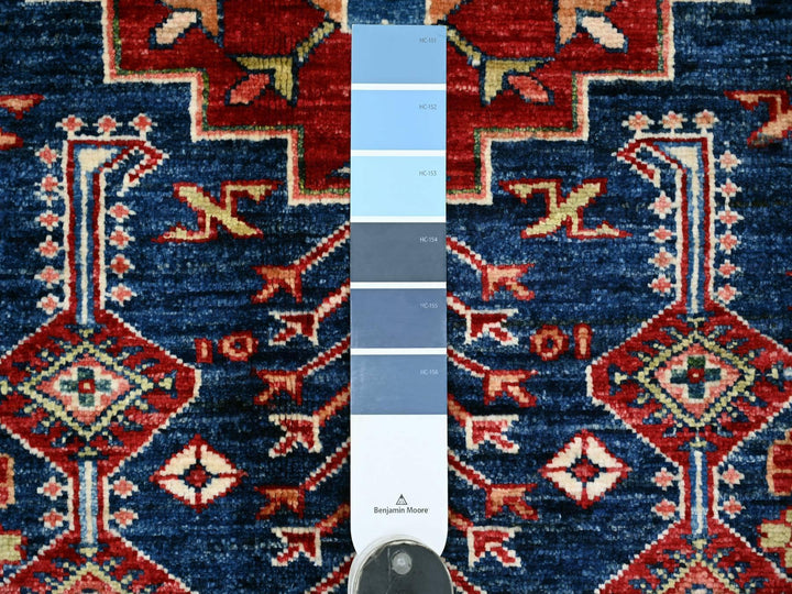 8'1" x 10'2" New Hand Knotted Blue Wool Rectangle Oriental Rug - MOA10221622