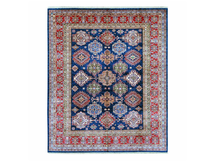 7'11" x 9'5" New Hand Knotted Blue Wool Rectangle Oriental Rug - MOA10221625