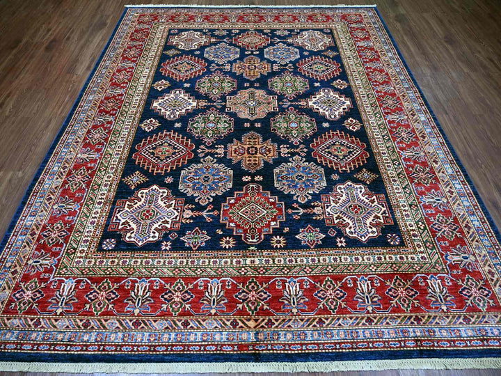 7'11" x 9'5" New Hand Knotted Blue Wool Rectangle Oriental Rug - MOA10221625