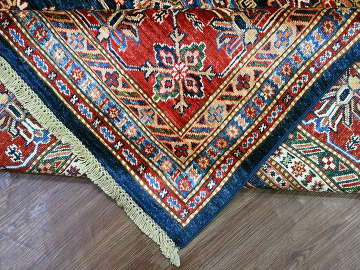 7'11" x 9'5" New Hand Knotted Blue Wool Rectangle Oriental Rug - MOA10221625