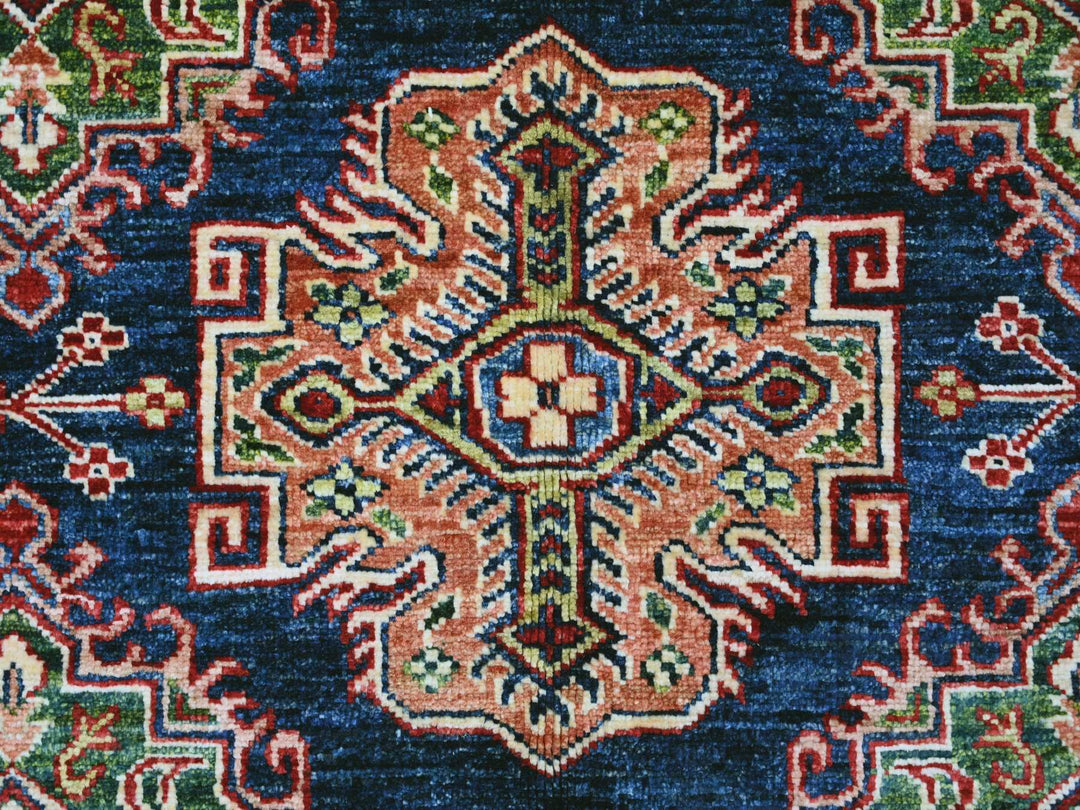 7'11" x 9'5" New Hand Knotted Blue Wool Rectangle Oriental Rug - MOA10221625