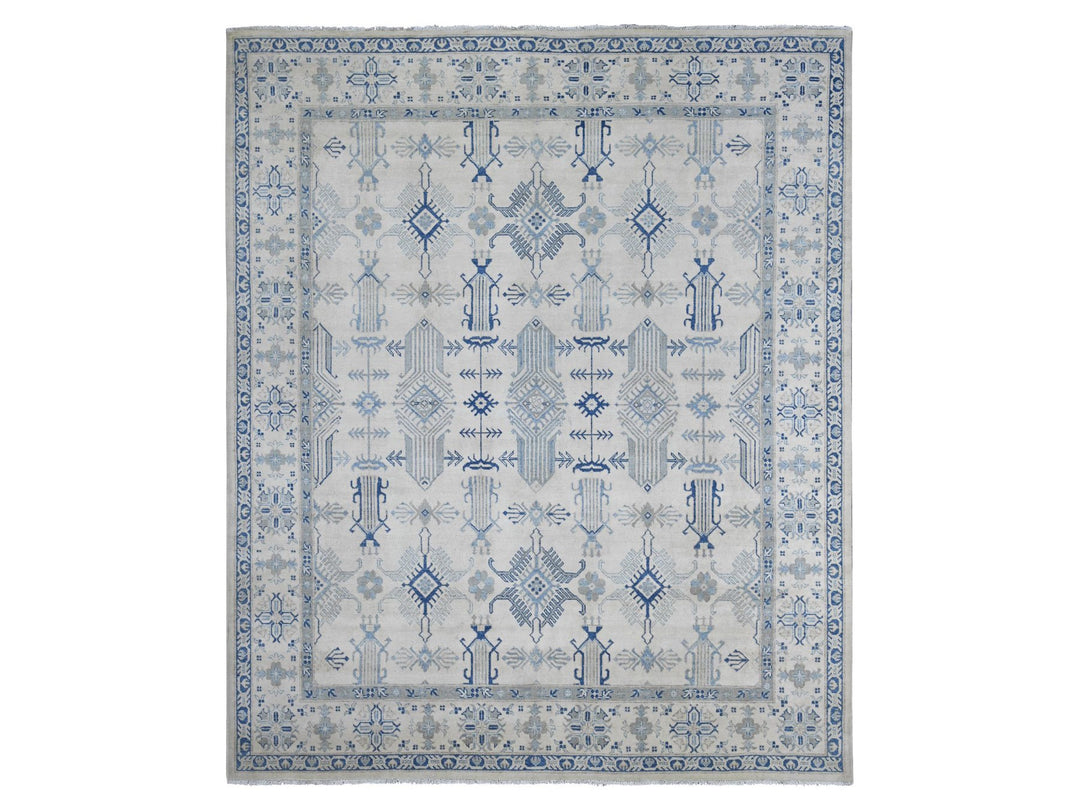 8'0" x 9'6" New Hand Knotted Ivory Wool Rectangle Oriental Rug - MOA10221626