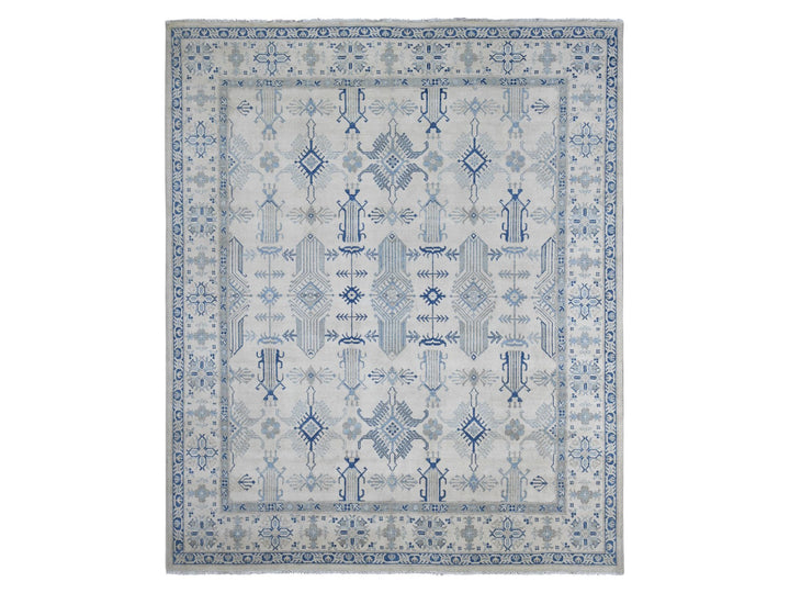 8'0" x 9'6" New Hand Knotted Ivory Wool Rectangle Oriental Rug - MOA10221626