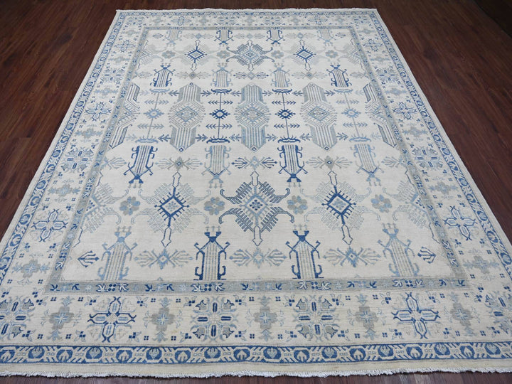 8'0" x 9'6" New Hand Knotted Ivory Wool Rectangle Oriental Rug - MOA10221626