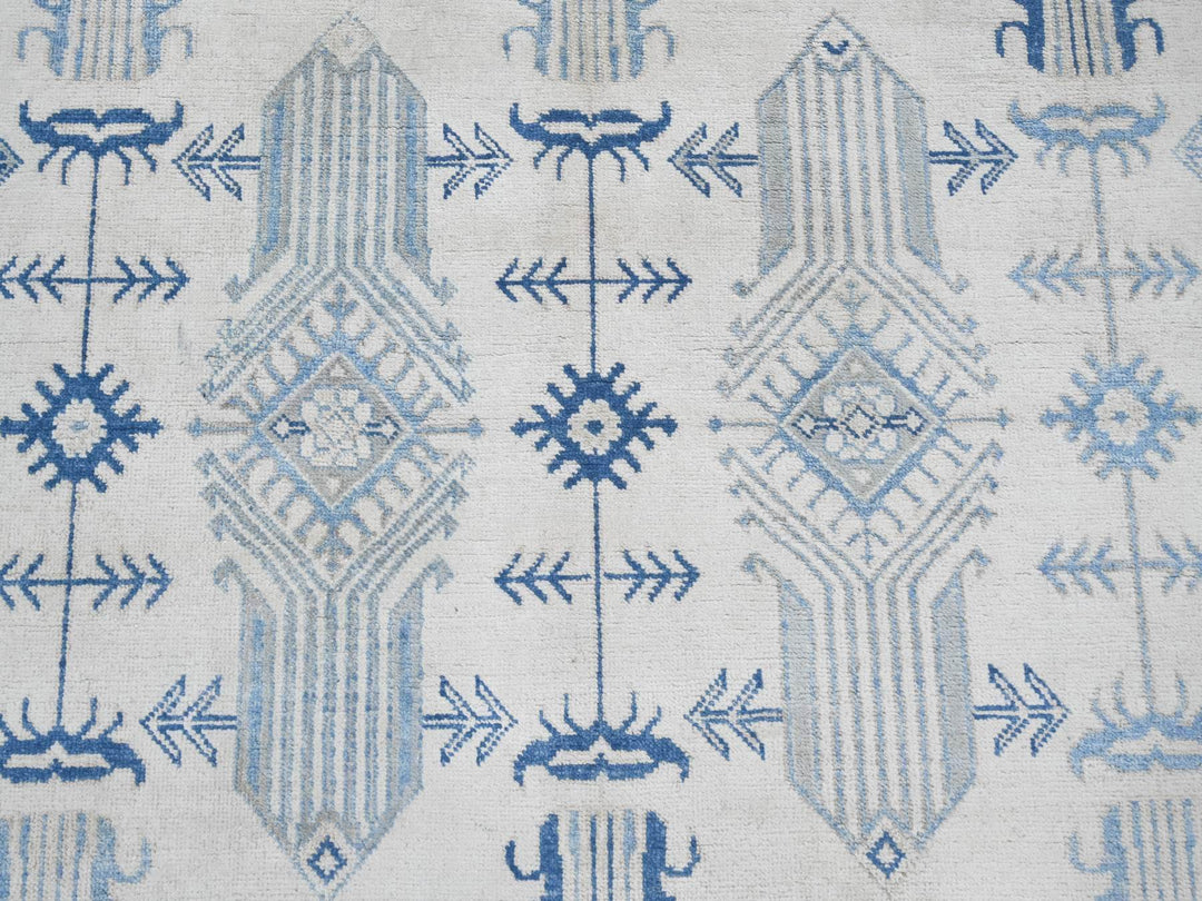 8'0" x 9'6" New Hand Knotted Ivory Wool Rectangle Oriental Rug - MOA10221626