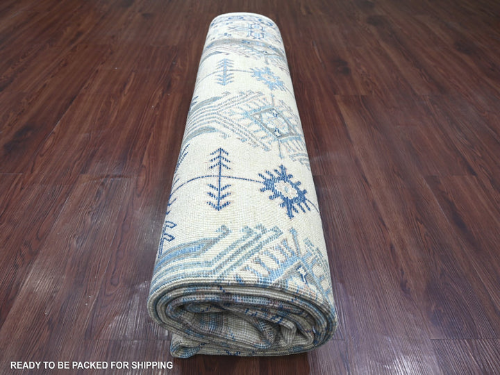 8'0" x 9'6" New Hand Knotted Ivory Wool Rectangle Oriental Rug - MOA10221626