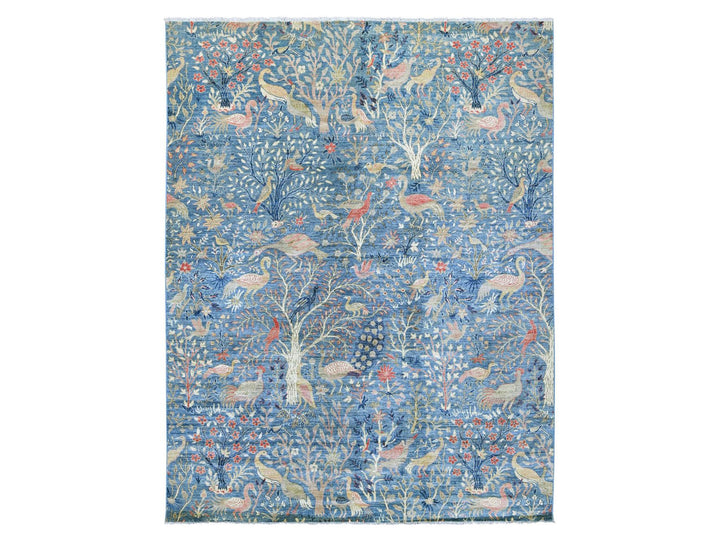9'1" x 11'10" New Hand Knotted Blue Wool Rectangle Oriental Rug - MOA10221628