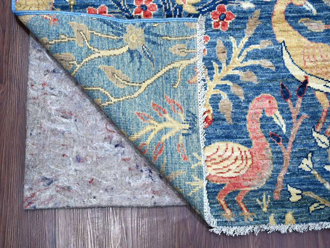 9'1" x 11'10" New Hand Knotted Blue Wool Rectangle Oriental Rug - MOA10221628