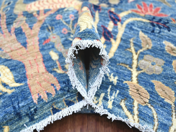 9'1" x 11'10" New Hand Knotted Blue Wool Rectangle Oriental Rug - MOA10221628
