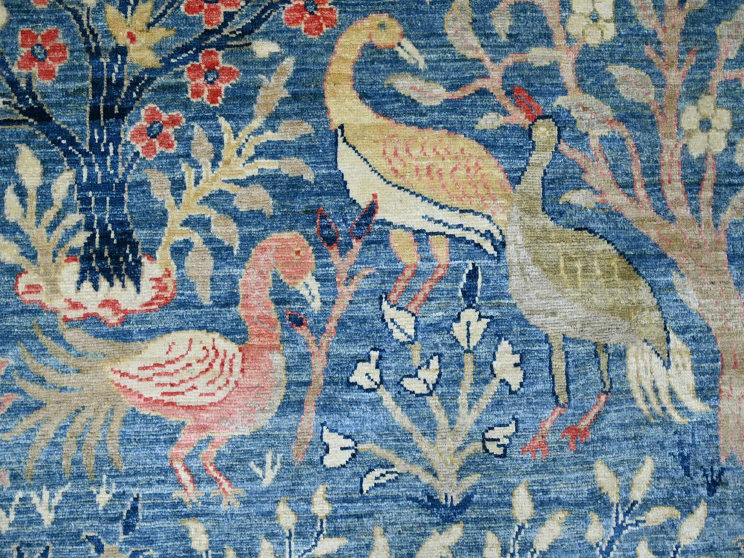 9'1" x 11'10" New Hand Knotted Blue Wool Rectangle Oriental Rug - MOA10221628