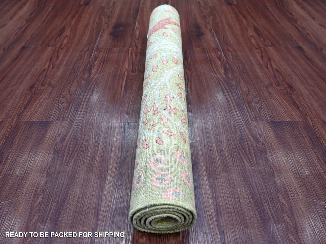 3'0" x 5'0" New Hand Knotted Green Wool Rectangle Oriental Rug - MOA10221629