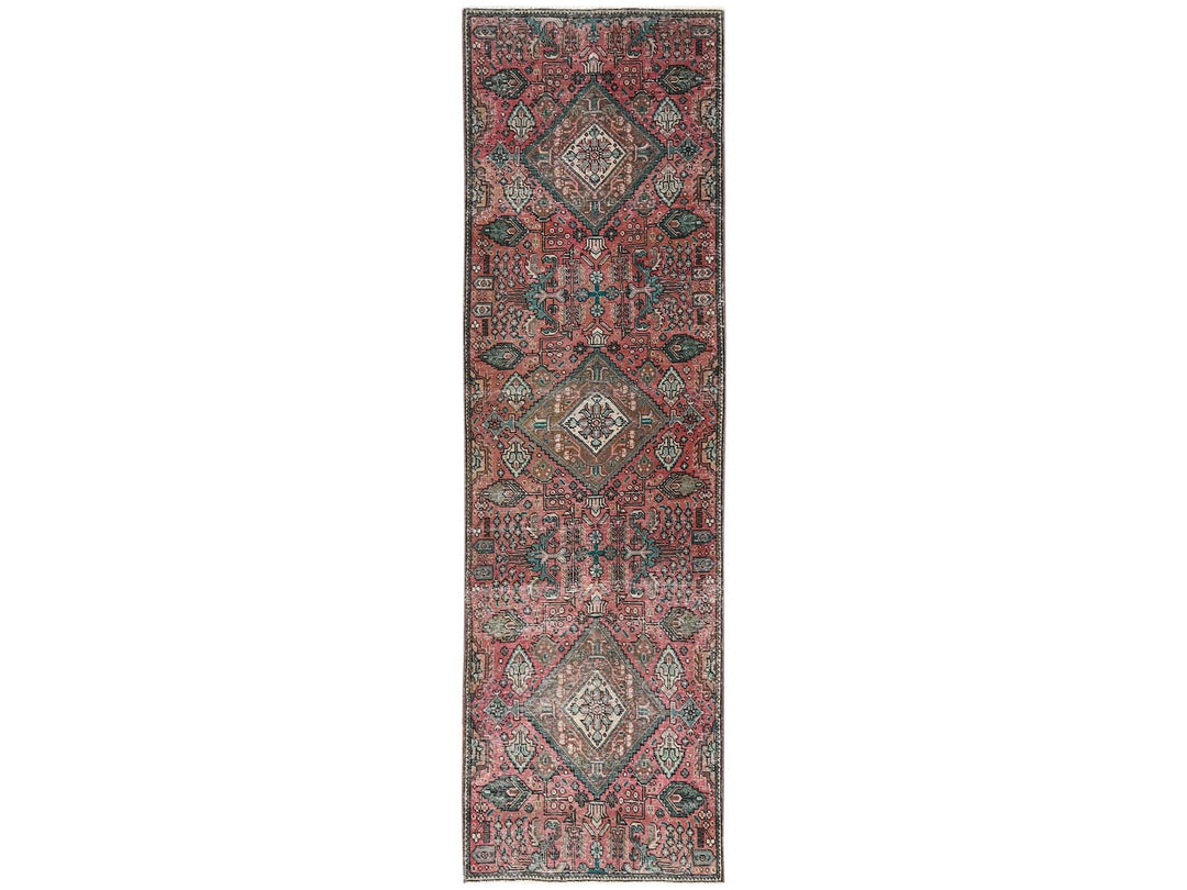 2'7" x 8'9" Vintage Hand Knotted Red Wool Runner Oriental Rug - MOA1022162