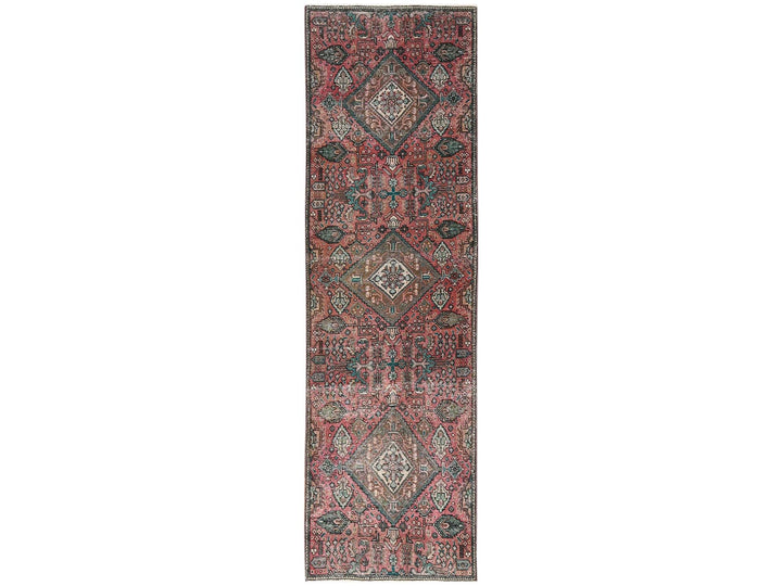 2'7" x 8'9" Vintage Hand Knotted Red Wool Runner Oriental Rug - MOA1022162