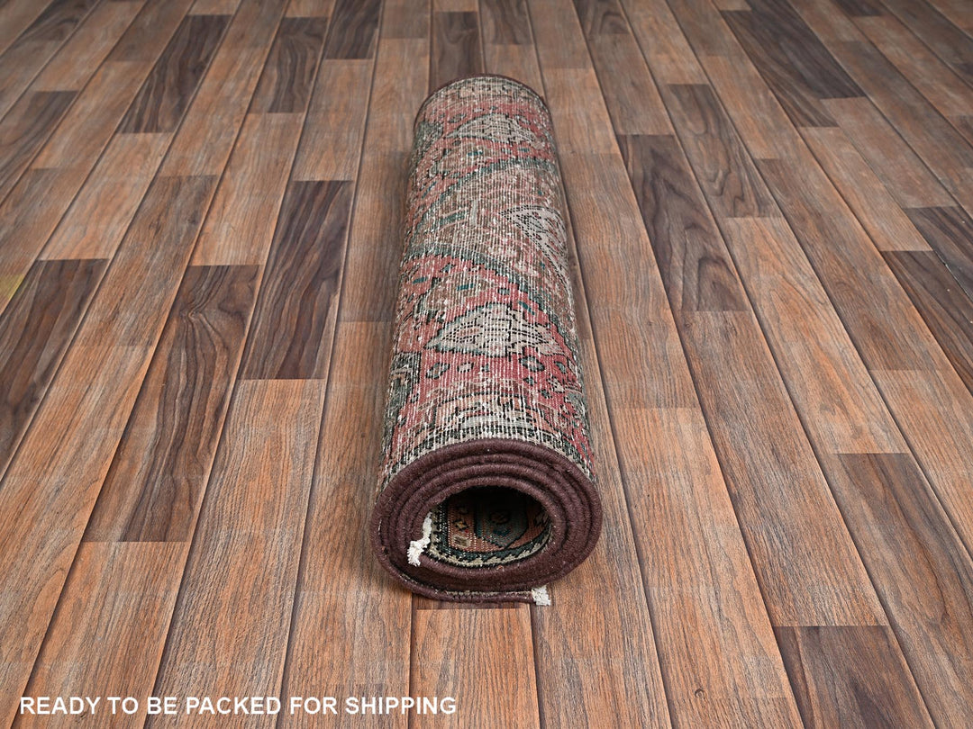 2'7" x 8'9" Vintage Hand Knotted Red Wool Runner Oriental Rug - MOA1022162