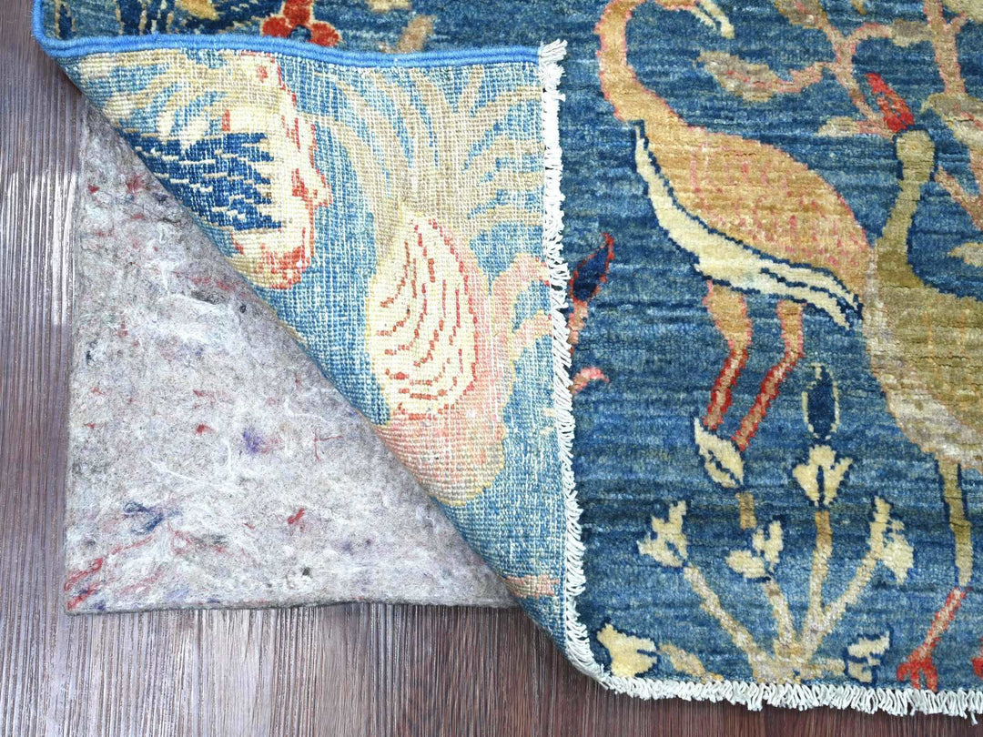 3'11" x 5'11" New Hand Knotted Blue Wool Rectangle Oriental Rug - MOA10221631