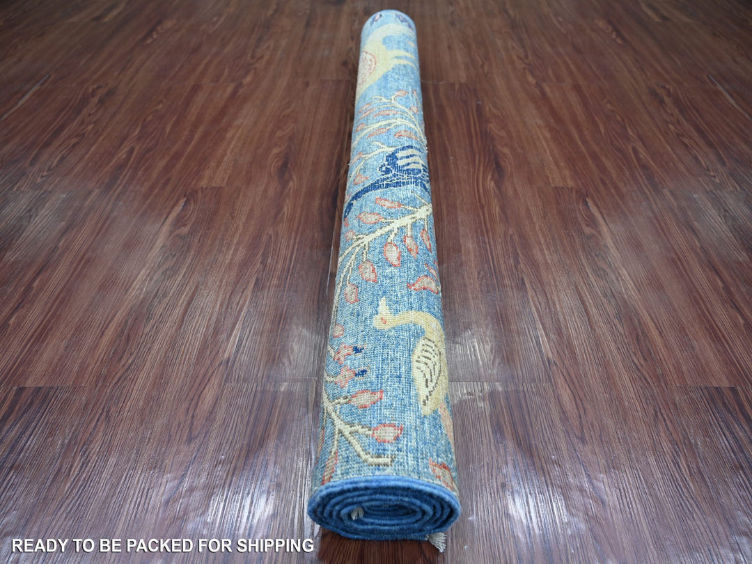 3'11" x 5'11" New Hand Knotted Blue Wool Rectangle Oriental Rug - MOA10221631